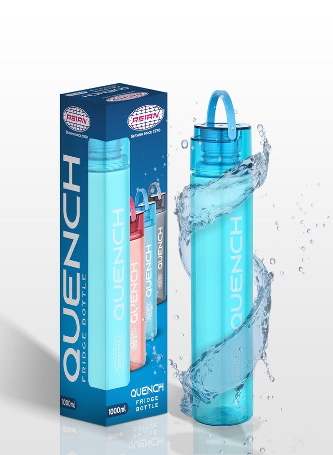 Asian Plastowares - Quench Water Bottle - 1 Litre | Lightweight Plastic Bottle for Home, School & Office | BPA-Free, Leak-Proof, Durable & Easy-to-Carry | Fridge Bottle | Blue - Image 1